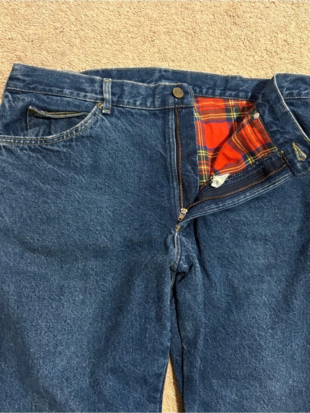 L.L. Bean Men's Heavyweight  Flannel Lined Cotton Outdoor Blue Jeans